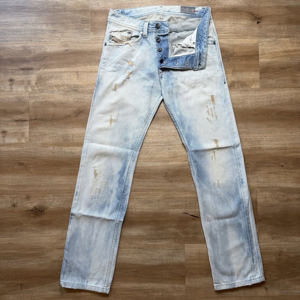 Diesel Darron Jeans Men 27x30 Acid Wash Slim Tapered Distressed Eyecons 0882F